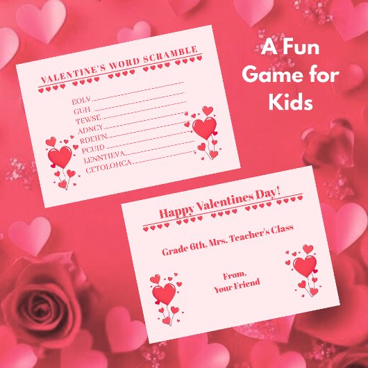 Jeu de cartes de la Saint-Valentin pour la classe 