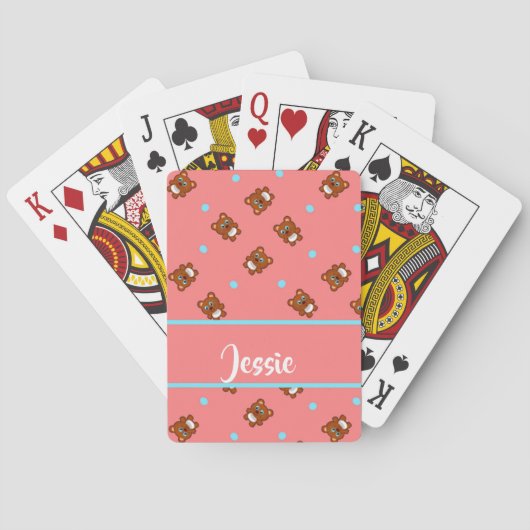 Jeu De Cartes De mignons nounours roses (dos)