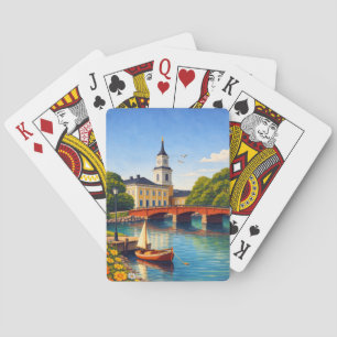 Jeu de cartes de Oulu Finlande Art de voyage vinta
