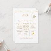 Jeu de cartes de prédiction pour Baby Shower, (Devant/Arrière en situation)