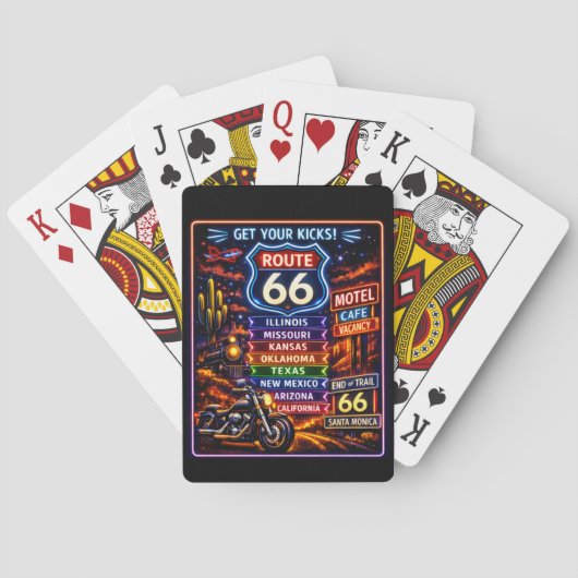 Jeu De Cartes Deck Route 66 Retro Neon Get Your Kicks (dos)