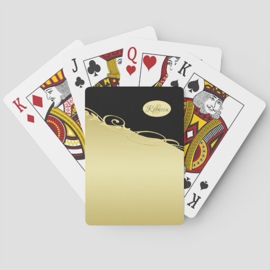 Jeu De Cartes Décor de luxe sur or & noir, Monogramme (dos)