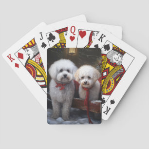 Jeu De Cartes Décor de Noël Bichon Frise Snowy Sleigh