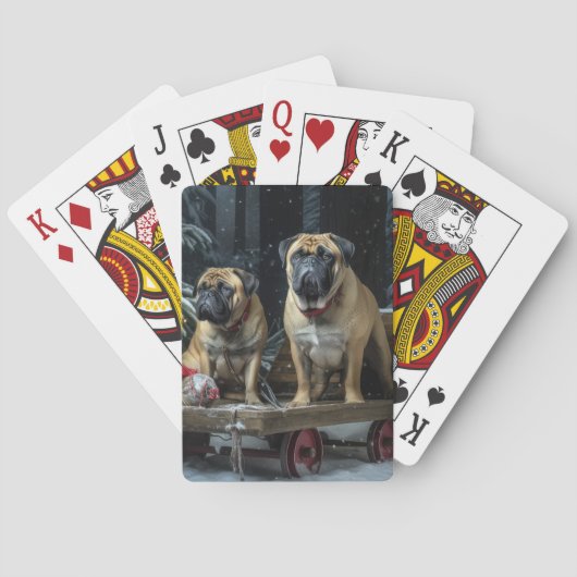Jeu De Cartes Décor de Noël Bullmastiff Snowy Sleigh (dos)