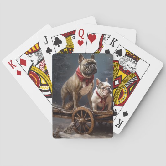 Jeu De Cartes Décor de Noël de Bulldog Snowy Sleigh (dos)