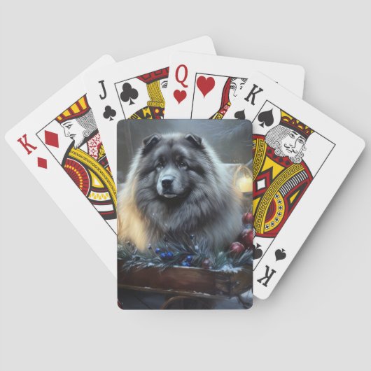 Jeu De Cartes Décor de Noël Keeshond Snowy Sleigh (dos)