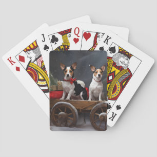 Jeu De Cartes Décor de Noël Rat Terrier Snowy Sleigh