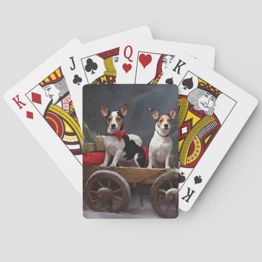 Jeu De Cartes Décor de Noël Rat Terrier Snowy Sleigh (dos)