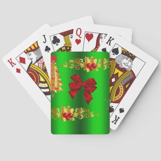 Jeu De Cartes Décorations De Noël Sur Vert (dos)