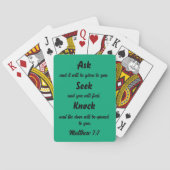 Jeu De Cartes Demander Knock Matthieu 7:7 Verse de la Bible (dos)