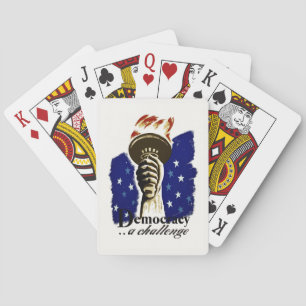 Jeu De Cartes Démocratie : un défi, affiche avec le flambeau de