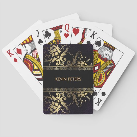 Jeu De Cartes Dentelle florale d'or (dos)