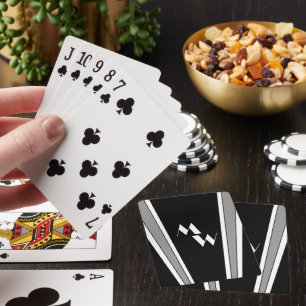 Jeu De Cartes Design Art Déco Noir Et Gris Monogramme