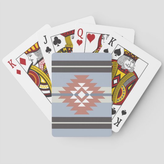 Jeu De Cartes Design aztèque en rose et bleu (dos)