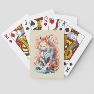 Jeu De Cartes Design Chat Cute Dans Le Style Traditionnel Néo