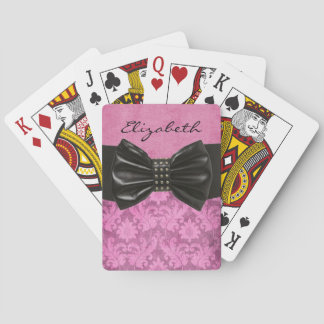 Jeu De Cartes Design Elégant Damask Rose avec Black Bow Art