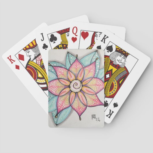 Jeu De Cartes Design Fleur Rose Lecture Cartes (dos)