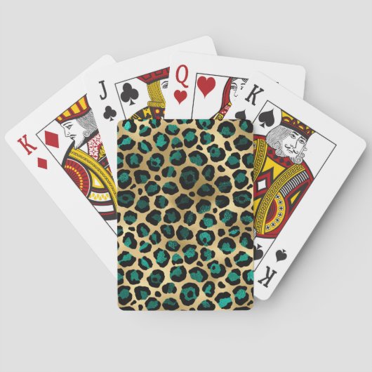 Jeu De Cartes Design turquoise et Gold Leopard Series 14 (dos)