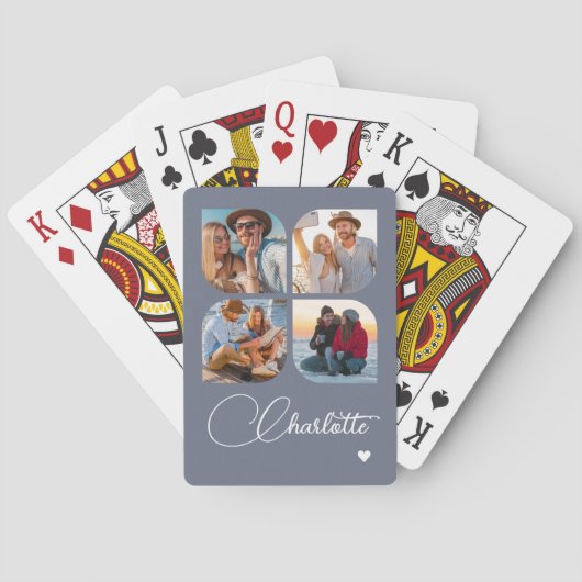 Jeu De Cartes Design Your Own 4 Photo Personalized Name (dos)