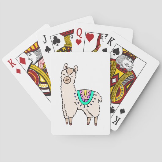 Jeu De Cartes dessin animé de llama alpaga souriant (dos)
