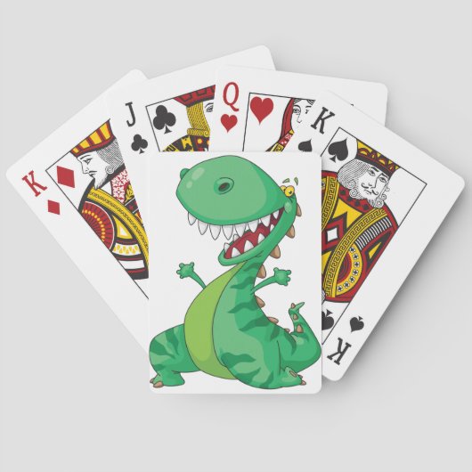 Jeu De Cartes Dessin animé drôle de dinosaure T-Rex rugissant (dos)