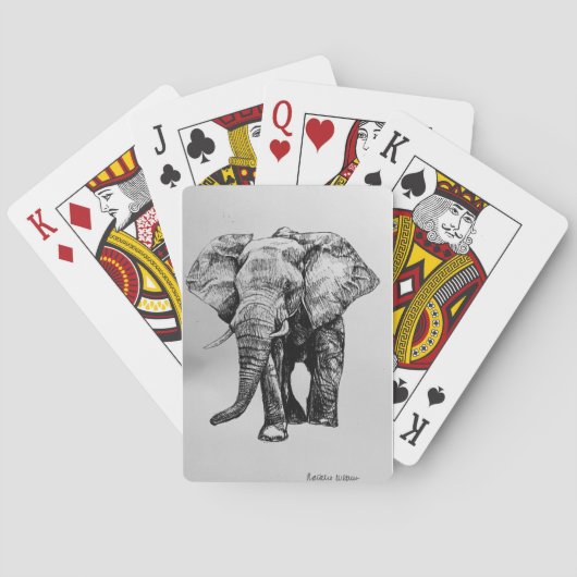 Jeu De Cartes Dessin d'éléphant jouant aux cartes (dos)
