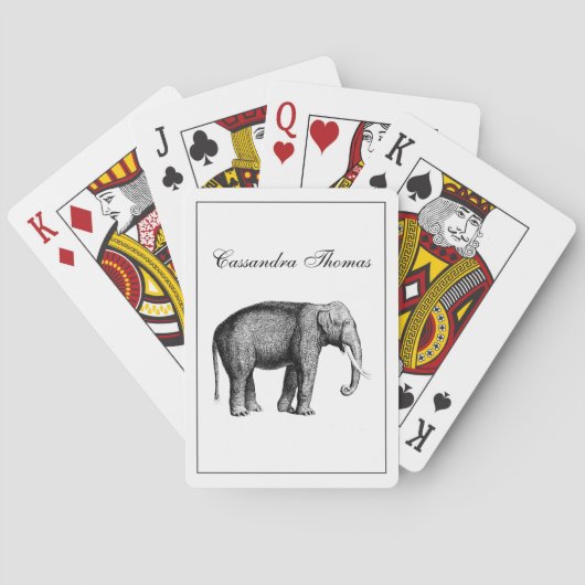 Jeu De Cartes Dessin d'éléphant vintage (dos)