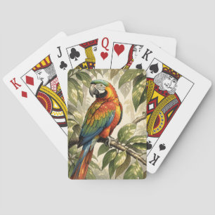 Jeu De Cartes Dessin d'oiseau perroquet sur un arbre