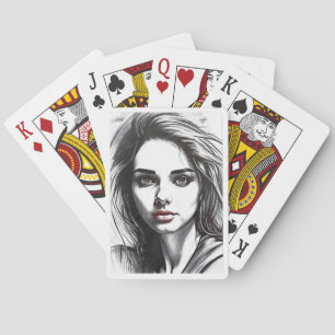 Jeu De Cartes Dessin du portrait d'une femme