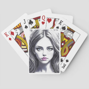 Jeu De Cartes Dessin d'une jeune fille au regard envoûtant