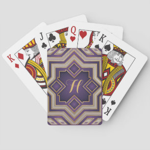 Jeu De Cartes Dessin initial géométrique baroque or vintage