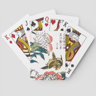 Jeu De Cartes Dessin japonais Vintage, pivoines et moineaux