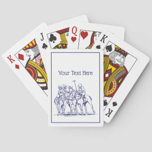 Jeu De Cartes Dessin stylisé vintage d'un match de polo #1 bleu