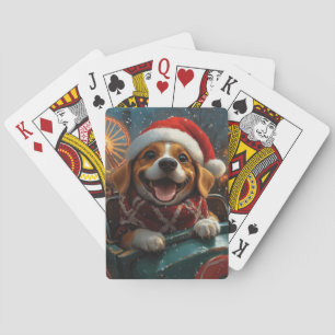 Jeu De Cartes Dessous de verre à rouleaux de chien beagle Noël