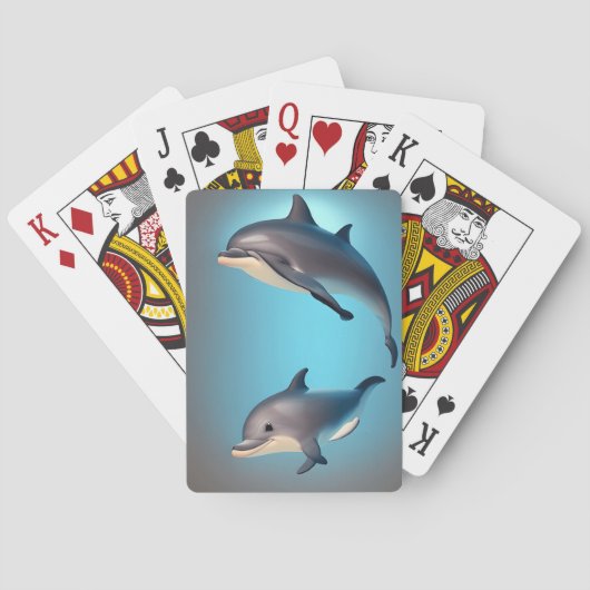 Jeu De Cartes Deux dauphins mignons illustration 3d (dos)