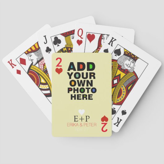 Jeu De Cartes Deux de Coeurs Amour Photo Mariage (dos)