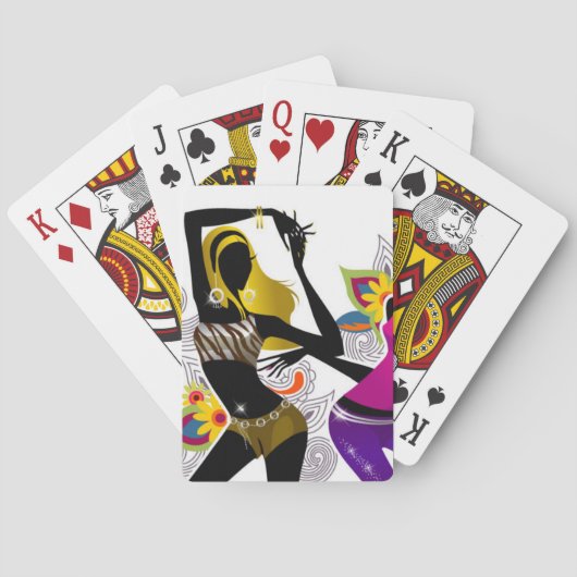 Jeu De Cartes Deux Filles Dansant Floral Arrière - plan Vector I (dos)