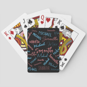 Jeu De Cartes Deux noms couples motif monogramme bleu rose clair