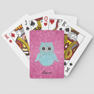 Jeu De Cartes Diamants bling personnalisés de hibou de nom