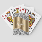 Jeu De Cartes Diamants de Glam sur Noir, Monogramme Or, Nom du s (dos)