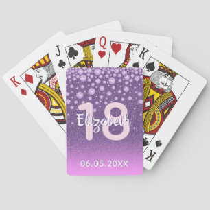 Jeu De Cartes Diamants de parties scintillant rose violet à 18e
