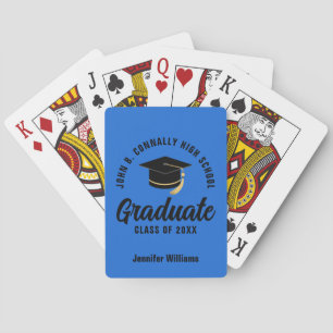 Jeu De Cartes Diplômé Noir Bleu Personnalisé Diplôme Sur Mesure