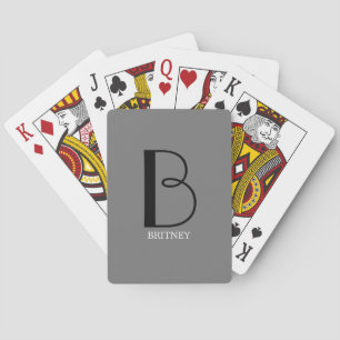 Jeu De Cartes do-it-yourself gros monogramme et nom Texte noir/b