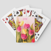 Jeu De Cartes DO-IT-YOURSELF Monogramme/Nom rose, Tulipes rose e (dos)