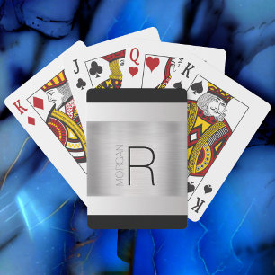 Jeu De Cartes DO-IT-YOURSELF Nom du monogramme, Texte gris noir,