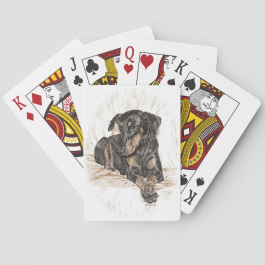 Jeu De Cartes Doberman Chien oreilles naturelles (dos)