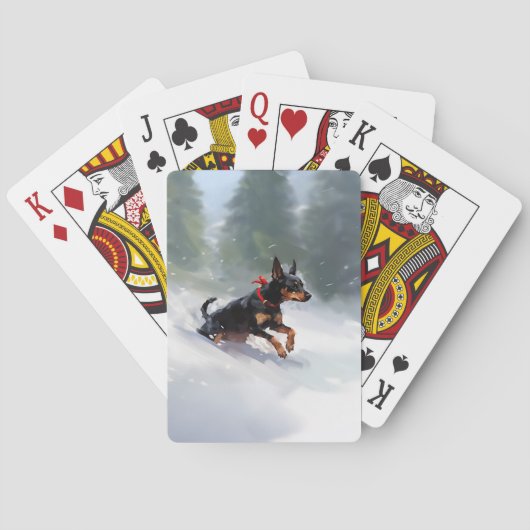 Jeu De Cartes Doberman Pinscher neige de Noël hiver (dos)