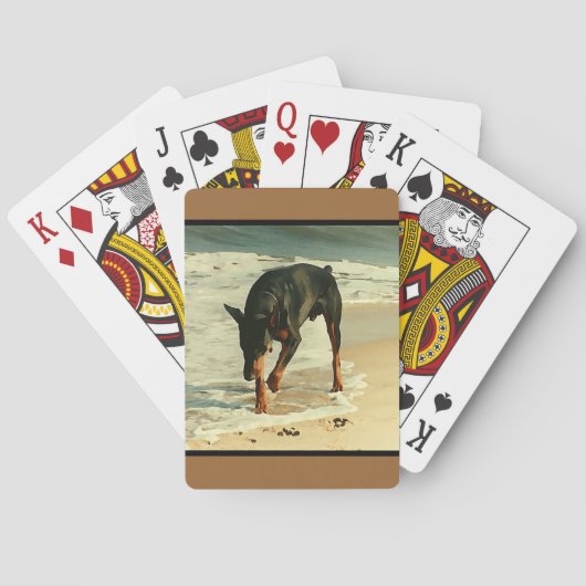 Jeu De Cartes Dobermann à l'image de peinture de plage (dos)