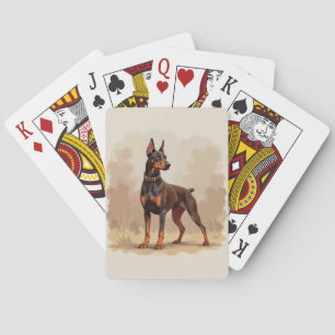 Jeu De Cartes Dobermann Pinscher Chien Brun Rouille Rouge