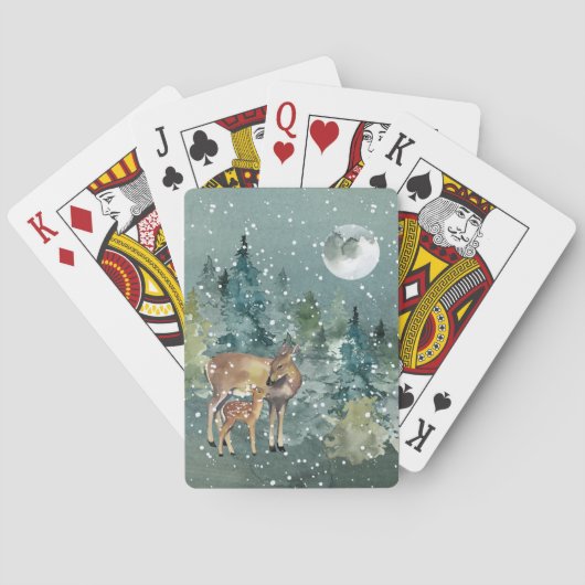 Jeu De Cartes Doe et chevreuils dans la Pleine lune forestière c (dos)